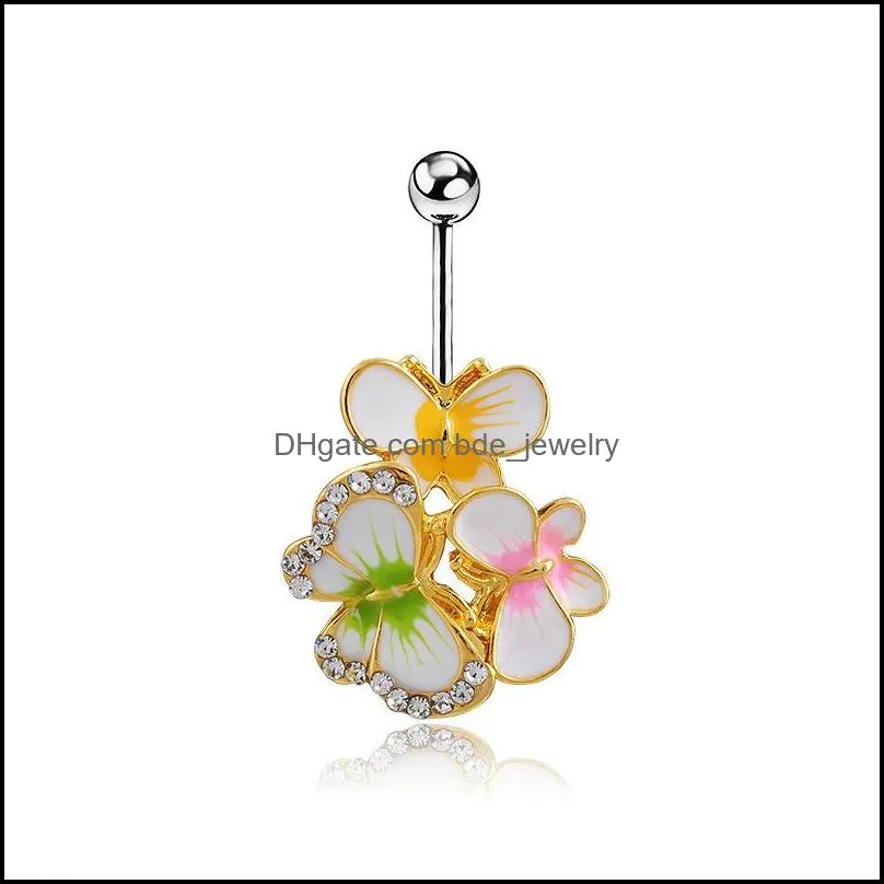 4pcs/lots body jewelry navel piercing butterfly belly ring medical steel umbilical rings 195 w2