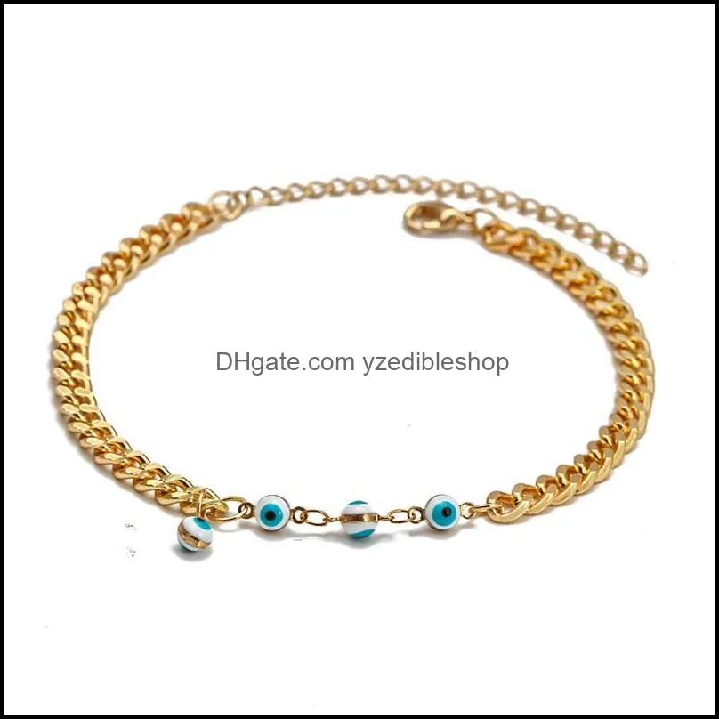 link chain 5pcs lucky eye copper turkish blue bracelet gold cuban chains adjustable for women and men fashion jewelry 3726 q2