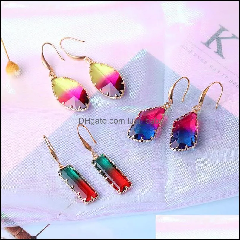 2019 colorful irregular crystal drop earrings big hoop dangle earring for women lady boho statement glass dangle ear jewelry gifts