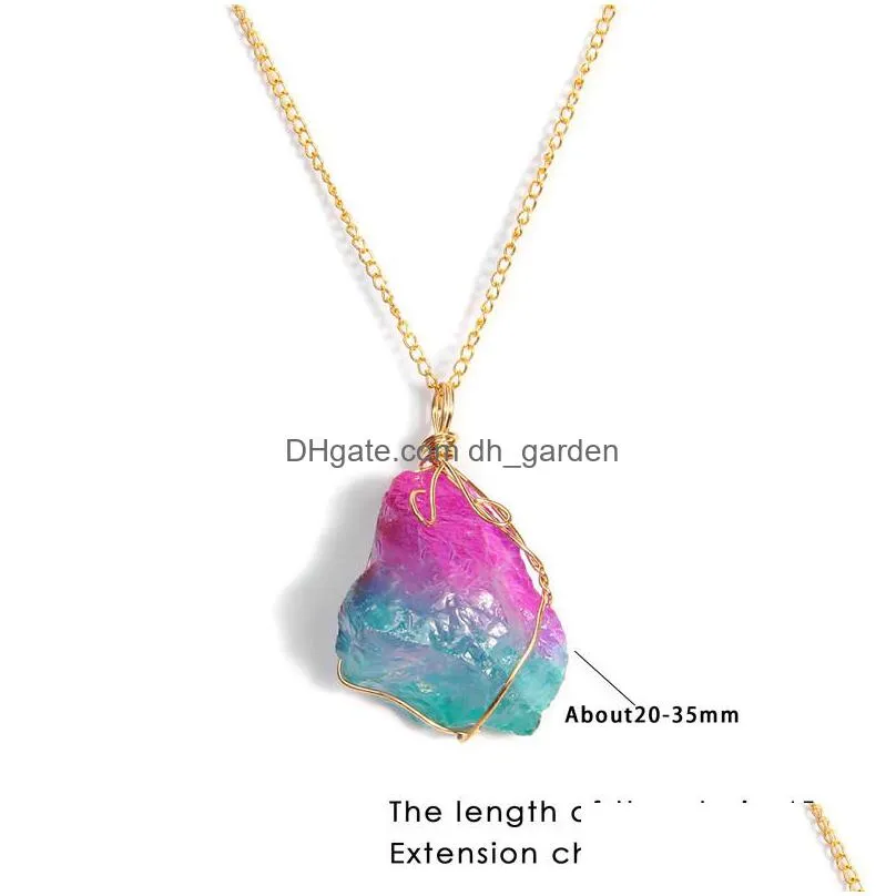 natural crystal healing stone pendant raw mineral irregular quartz duzy crystals necklaces for women men