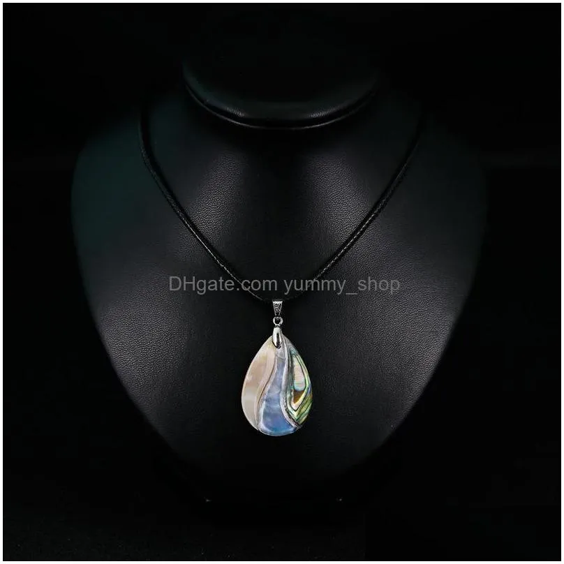 fashion jewelry natural abalone shell necklace water drop handmade shell pendant necklace