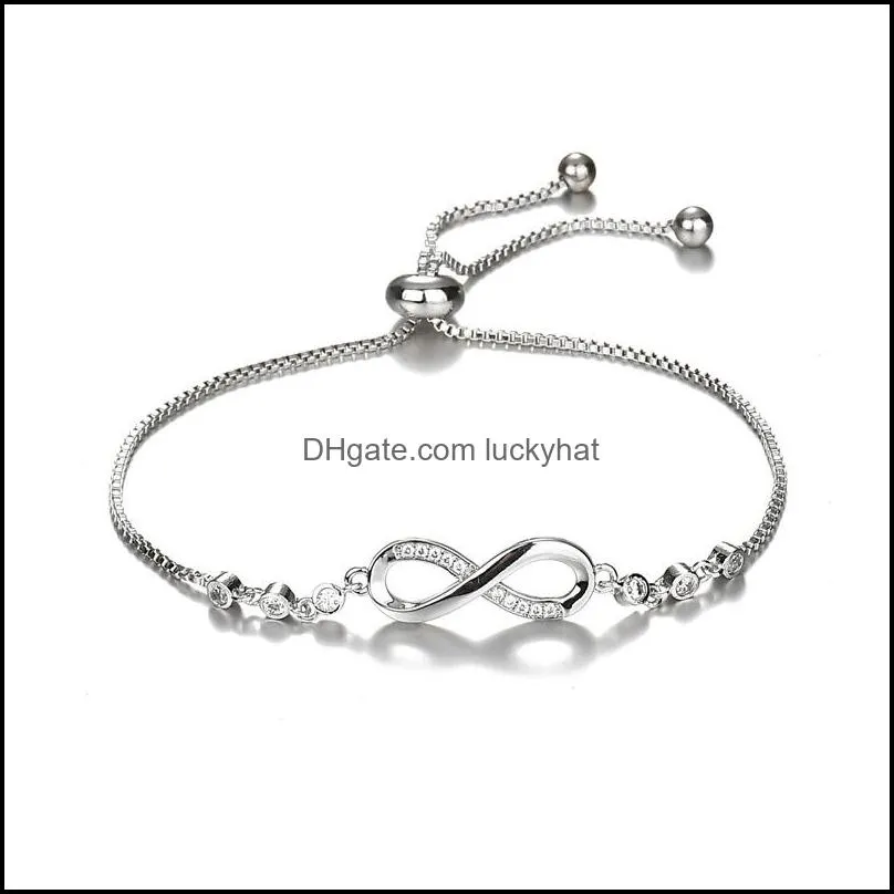 fashion infinity charms bracelets crystal bracelet silver color adjustable rose flower bracelet for women girls