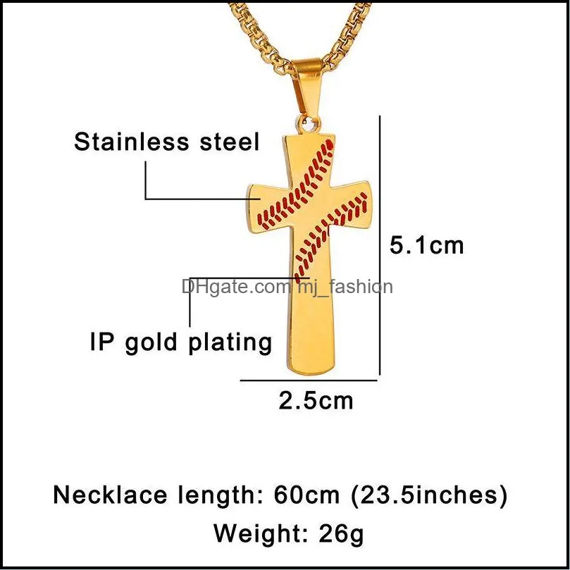 gold cross pendants necklaces sporting baseball golden christ jesus pendant stainless steel necklace religious jewelry