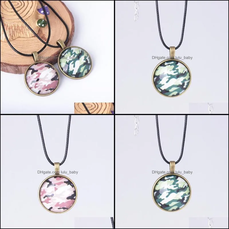 glass ball pendant necklace vintage camouflage time gem necklaces