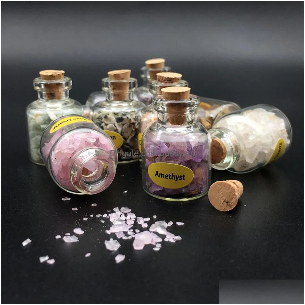 9pcs simiprecious wish bottles crystal gemstone mini bottled mineral specimen natural crystal gem bottle box home craft