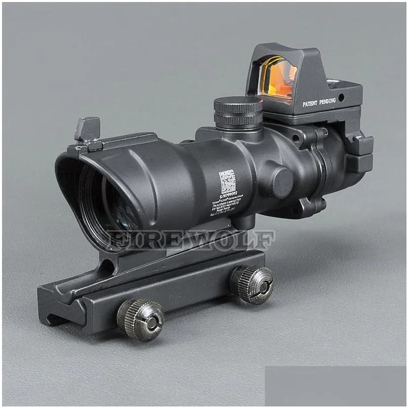 trijicon acog style 4x32 scope with docter mini red dot light sensor black for hunting