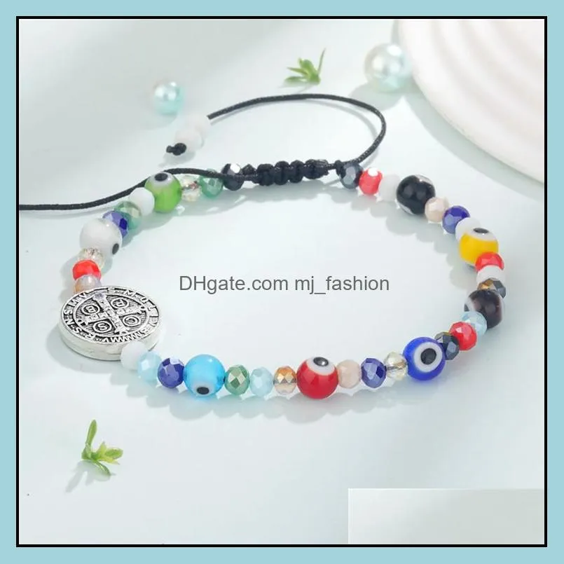 religious charms bracelet link chain pulseras lucky turkish evil blue eye beads bracelet friendship jewelry