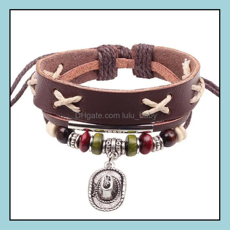 leather bracelet for women mens bangles hand woven braided rope genuine leather chain bead bracelet infinity bracelets