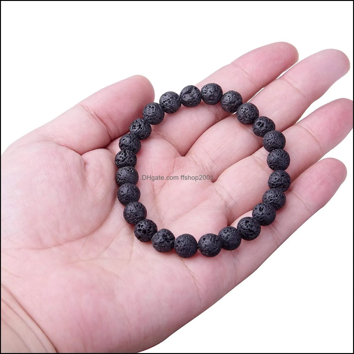 handmade 8mm natural lava stone bead bracelet for men women adjustable oil perfume diffuser healing bracelet stretch yoga jewelry