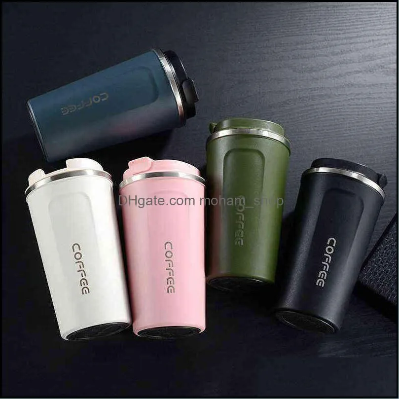 380/510ml tumblers double wall stainless steel coffee mug nonslip case tumbler car travel insulated multicolor bottle vtmtl1585
