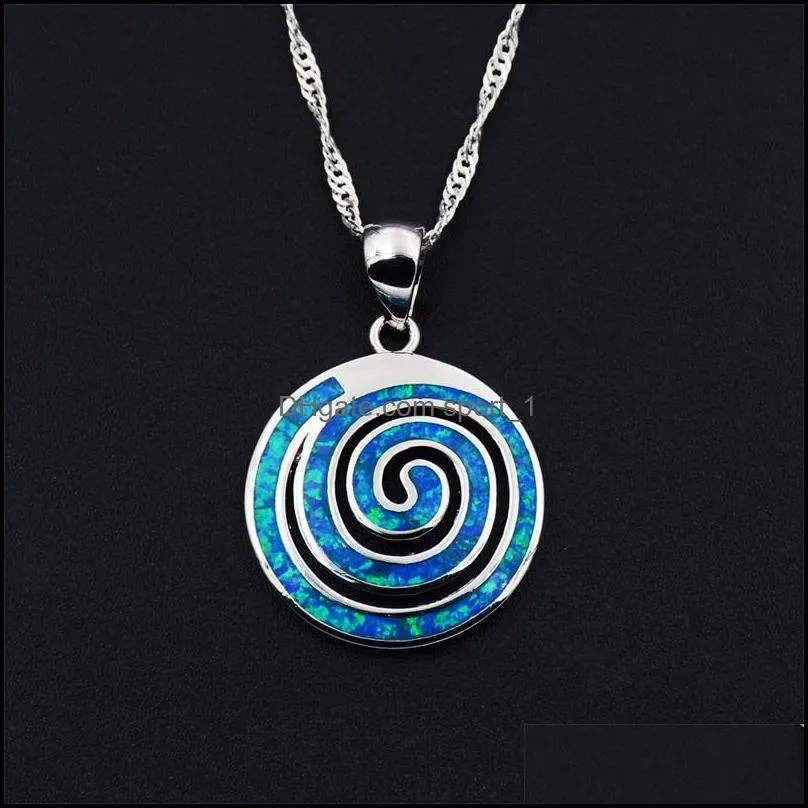 pendant necklaces blue fire opal three fish hook necklace for gift 1825 t2