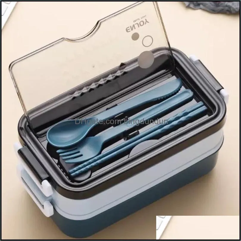 dinnerware sets lunchbox microwae heating lunch box bento for school kids office worker 2layers kitchen storage container