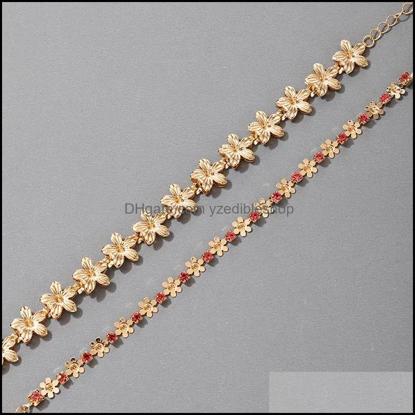 wholesale high street design must have 2 layers gold plating daisy bracelet vintage retro jewelry link chain 3383 q2