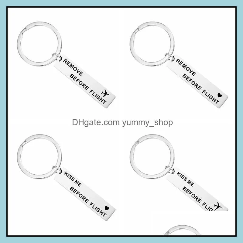 personalized engraved remove before flight keychain flight airlines airport kiss me before flight stainless steel keychain couple key