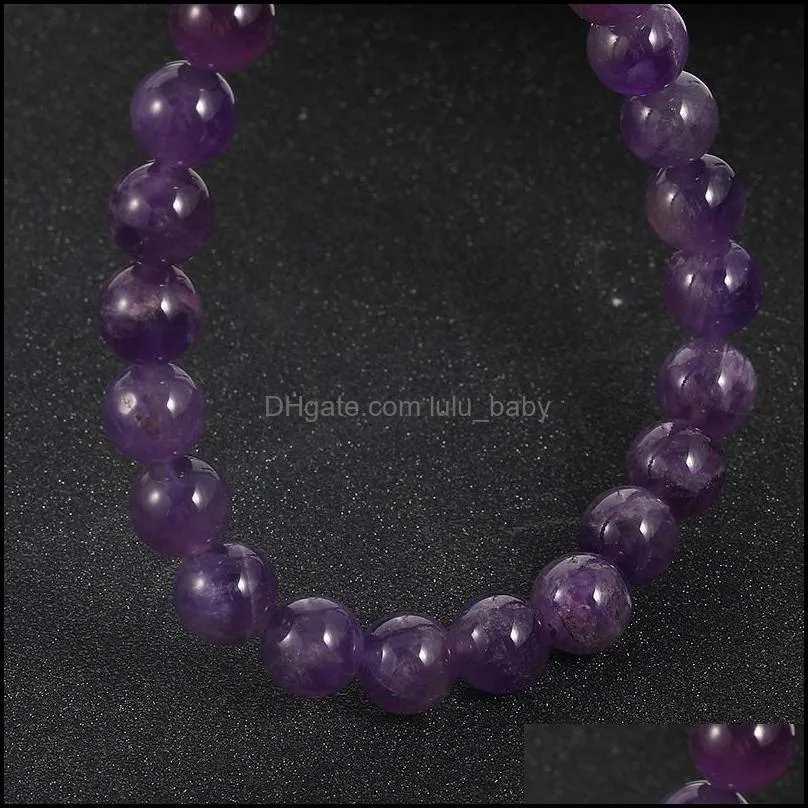 2020 handmade gem semi precious gemstone 8mm round beads stretch bracelets for women men natural amethyst bracelets jewelry wholesale