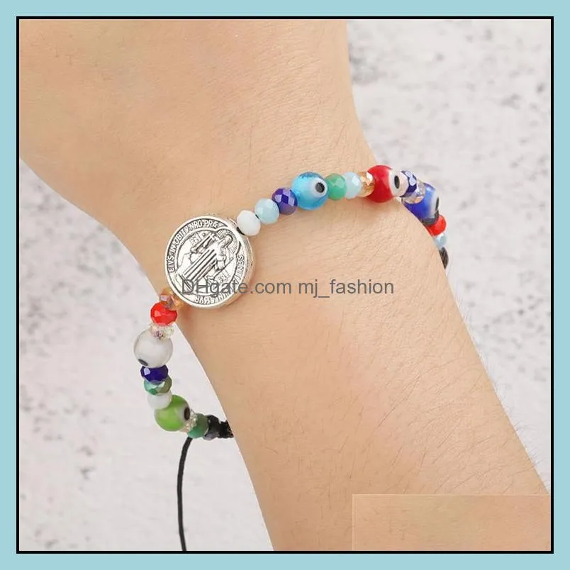 religious charms bracelet link chain pulseras lucky turkish evil blue eye beads bracelet friendship jewelry