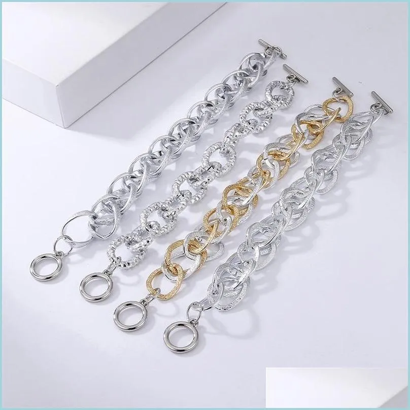 multilayer hollow thick matte gold silver color link chain bracelet for women gifts friends jewelry wholesale c3