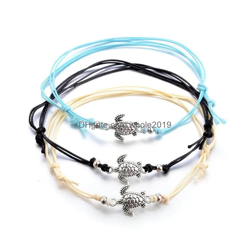 bohemian fashion jewelry cute turtle anklet chain handmade ankle bracelet beach anklets 3pcs/set
