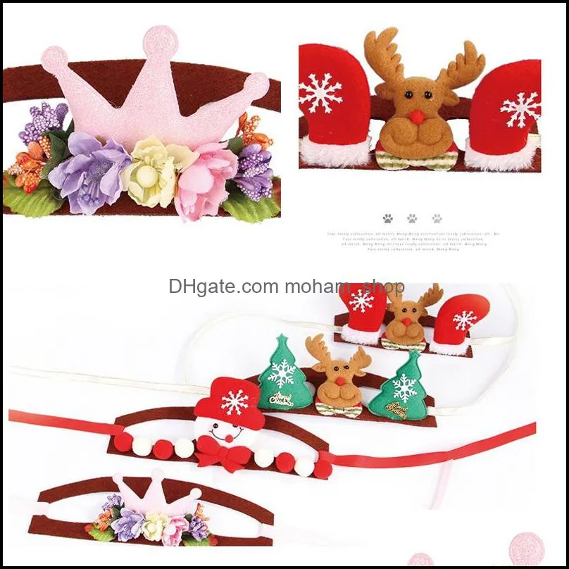 pet dogs accessories christmas elk snowman head band decorations dog crown hat headband christmas pet hair accessories dh0230
