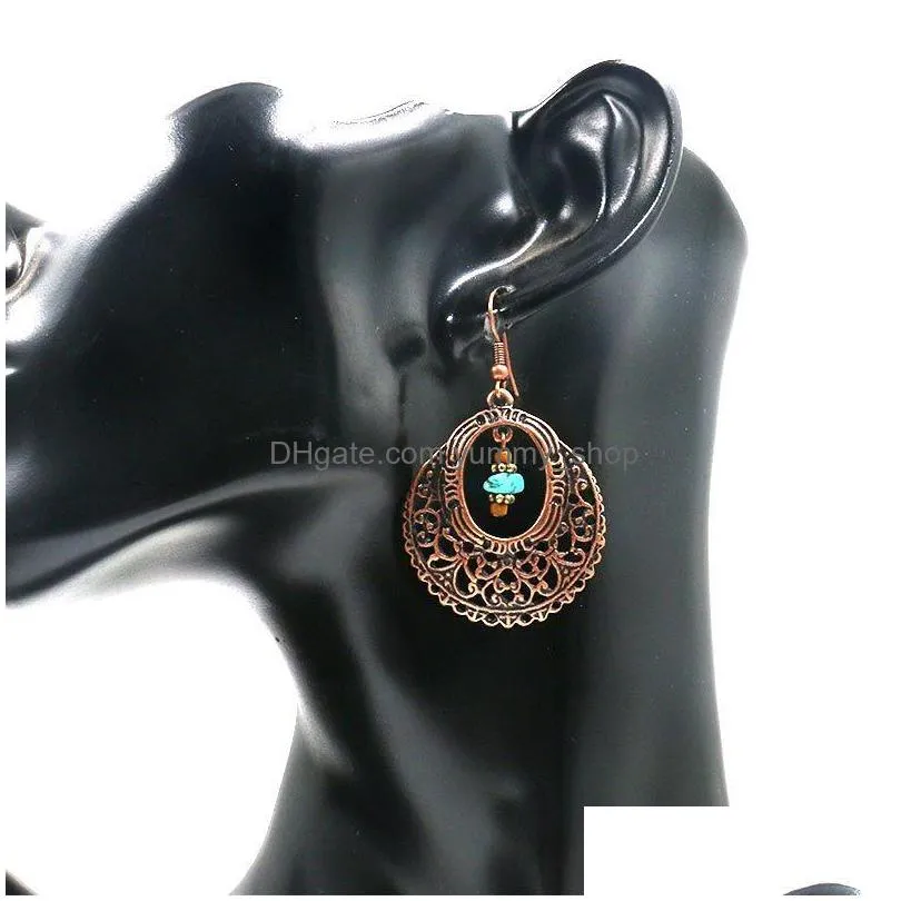 bohemian fashion jewelry vintage earrings hollow out flower dangle earrings