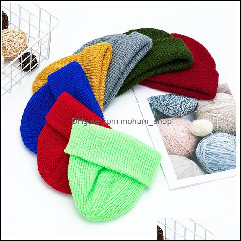 women knitted hats thermal skullcap autumn winter warm men beanie hat unisex winter retro brimless fashion melon cap vt1793