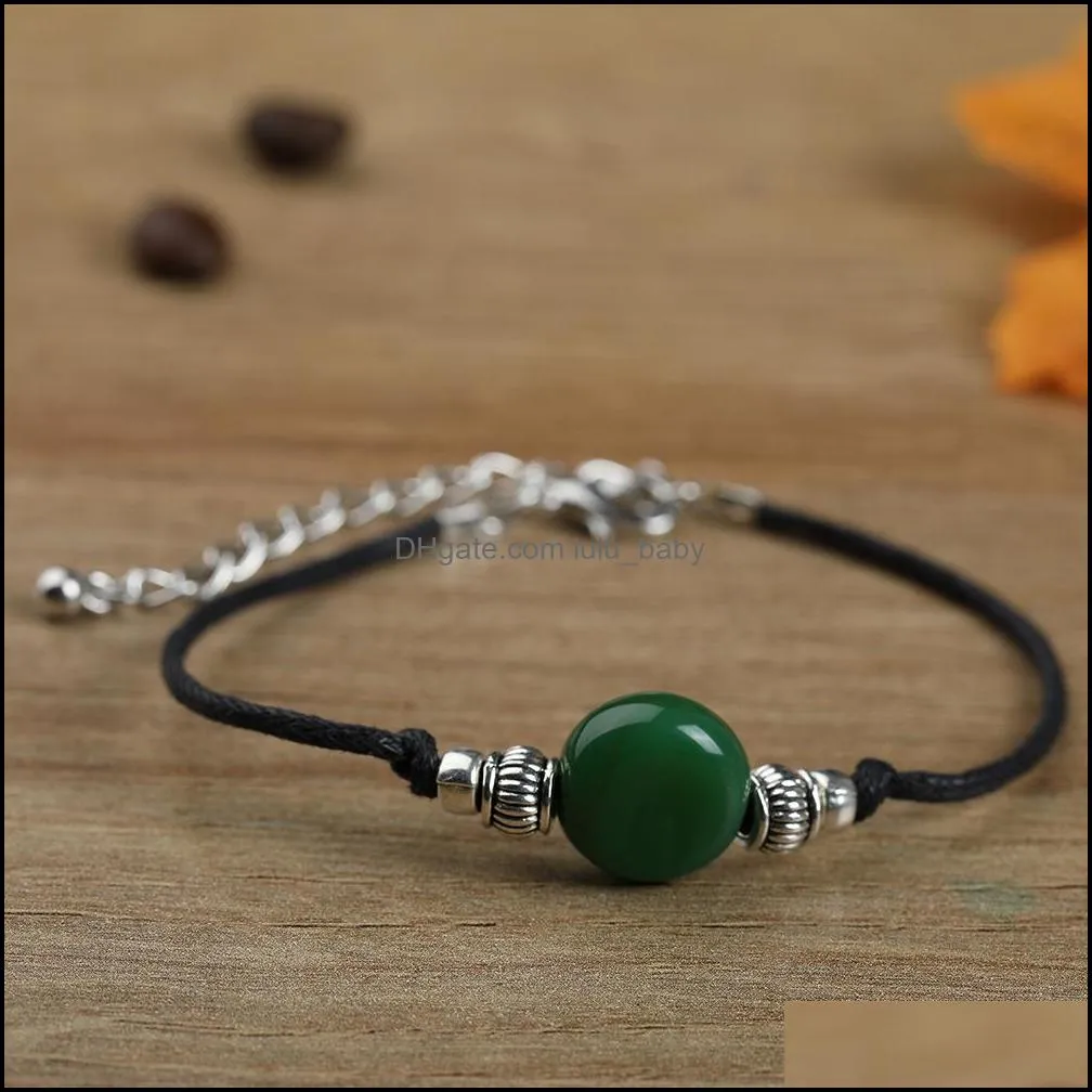 handmade agates stone bead bracelet wax thread rope bracelets adjustable for women men wholesale jewelry gift accessories