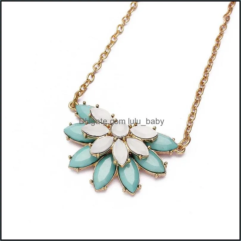  est flower charms pendant statement necklaces for women gold chain resin pendant sweater necklace for daily holiday gifts 2017