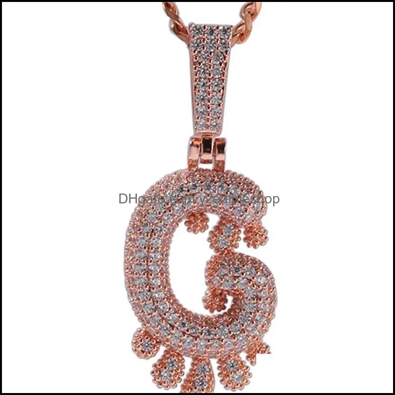 09 cz waterdrop number pendant necklace with 24inch rope chain gold silver cubic men women necklace jewelry 3747 q2