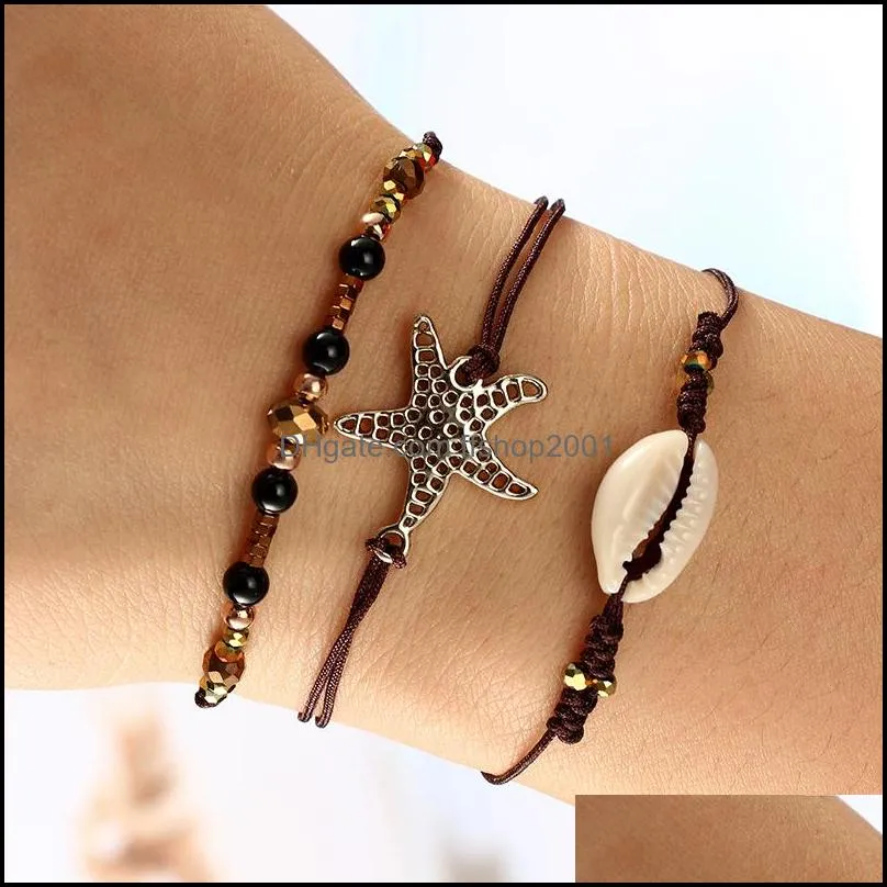 starfish pendant anklet beads shell bracelet for women antique silver color barefoot sandal statement bracelet foot chain boho beach
