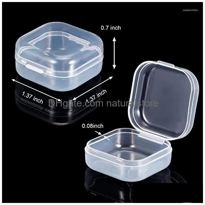 jewelry pouches 60pcs small boxes square transparent plastic box storage case finishing container packaging for earrings