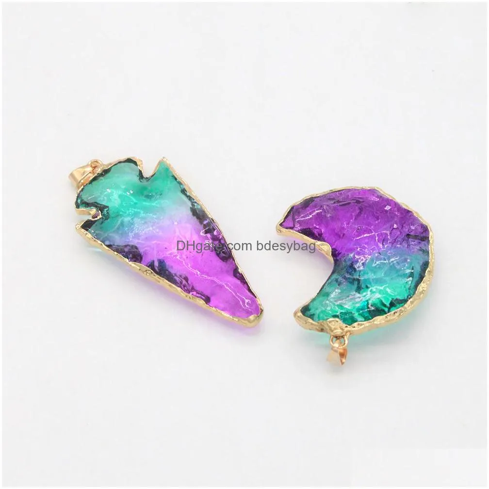 moon star shape colored crystal stone pendants natural gemstone pendant for necklace women jewelry