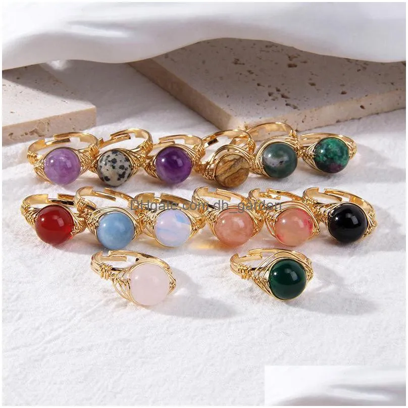 fashion crystal stone ring handmade gold bohemian jewelry gift rings for women birthday party rings adjustable