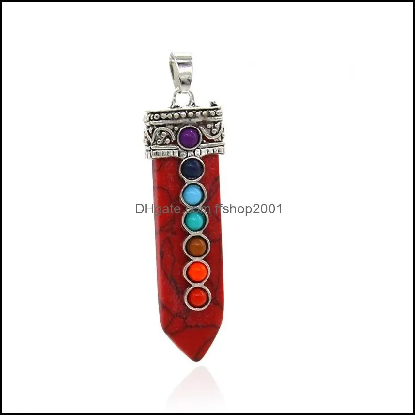 natural stone pendant necklace chic jewelry sword point chakra healing hexagonal chakra pendant necklace