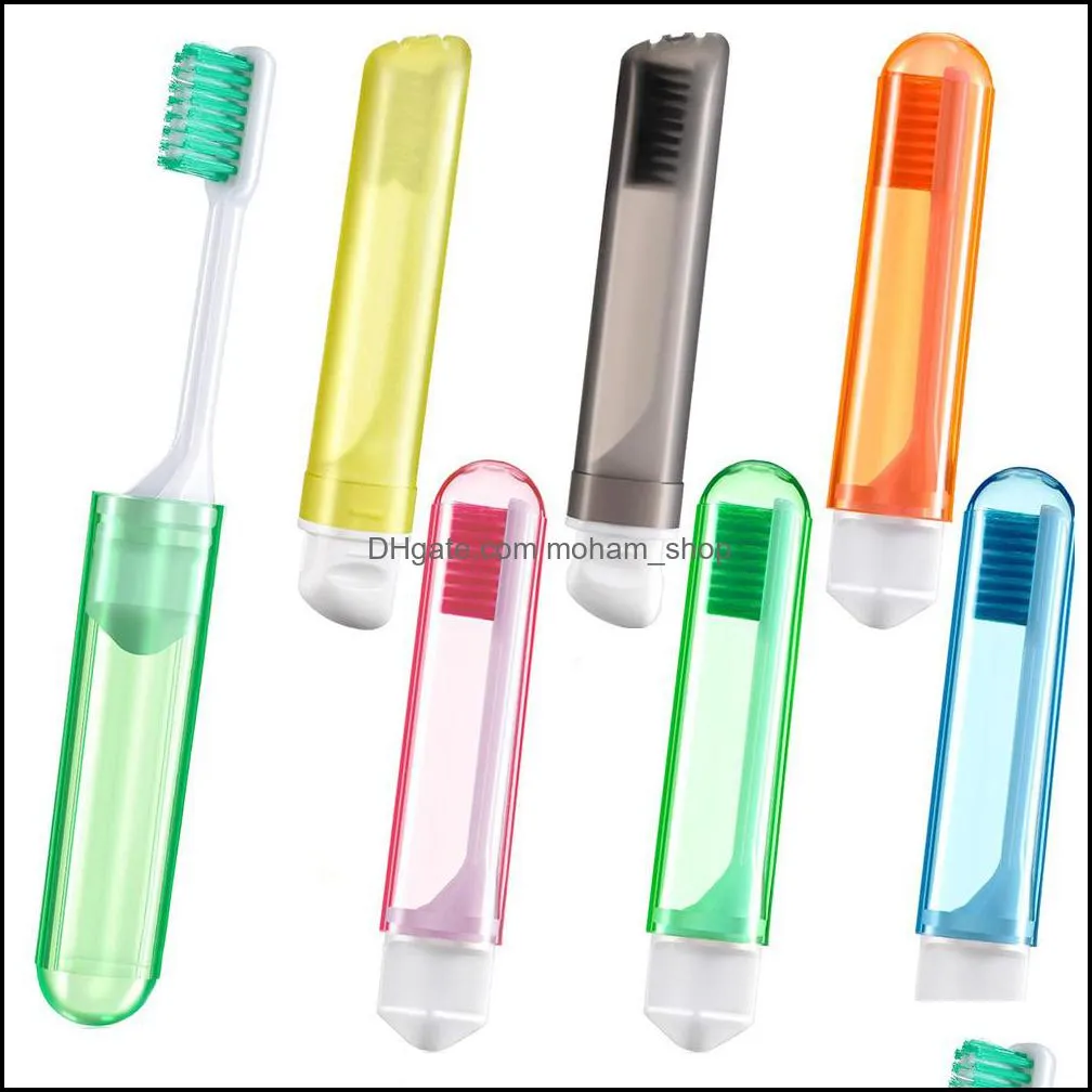 folding colorful super soft bristles travel toothbrush compact storage travel outdoor easy to carry toothbrush