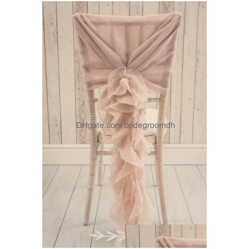 in stock 2017 blush pink ruffles chair covers vintage romantic chair sashes beautiful fashion wedding decorations 02