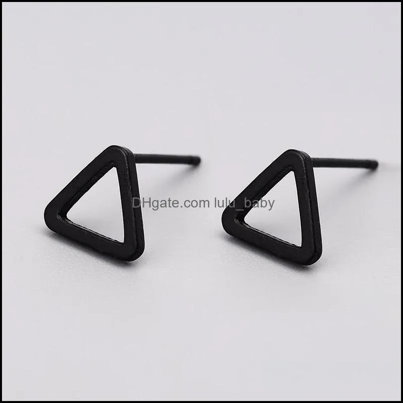  fashion 3 colors punk simple geometry stud earrings minimalist rectangles triangle round ear stud lovely gift alloy 