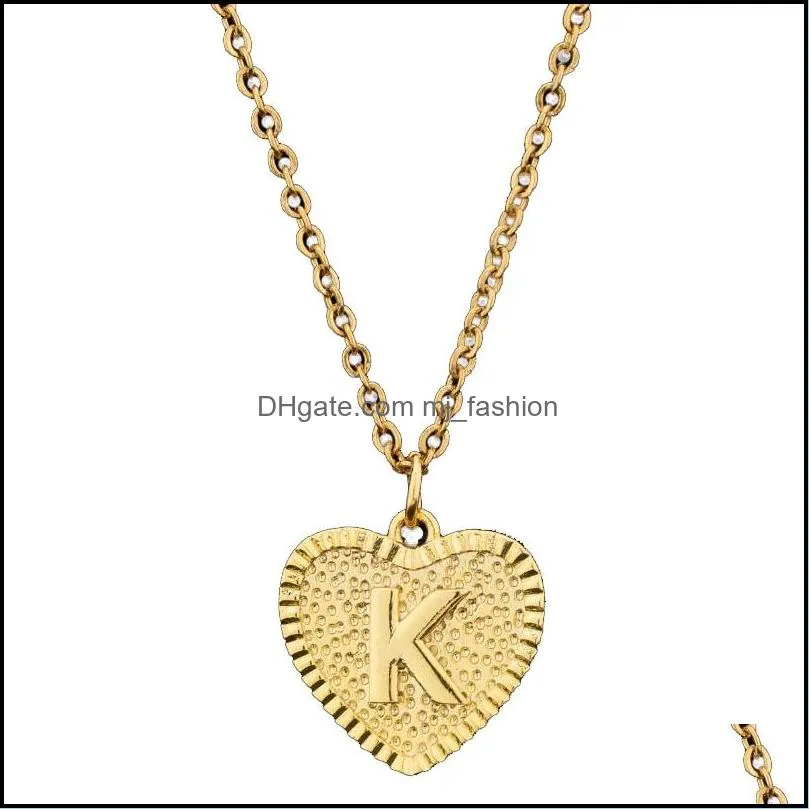 stainless steel initial name necklace simple design alphabet letter love heart necklaces az women jewelry