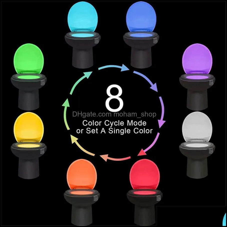 toilet supplies pir motion sensor led 8 colors toilet light for bathroom restroom