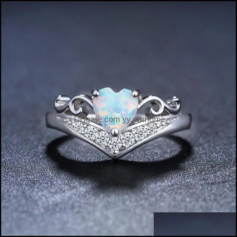 romantic lady opal ring creative heart shaped selling ring engagement ring gift for women girls