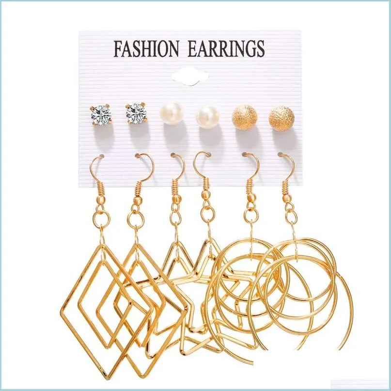 6 pairs earrings set jewelry fashion women geometric alloy drop earrings bohemia style multicolor tassels earrings 3476 q2