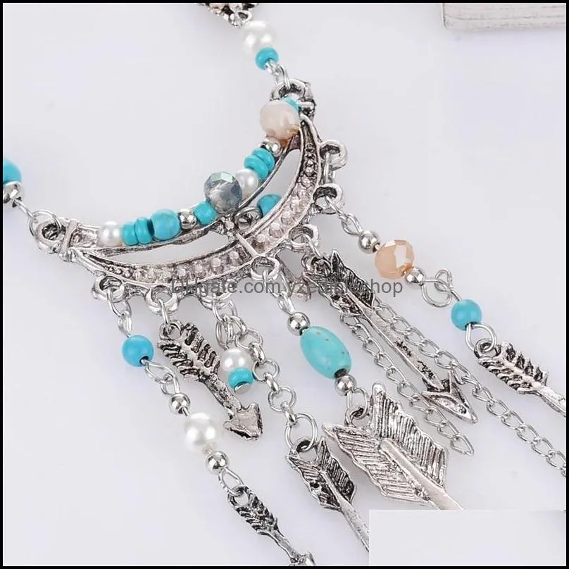 chains fashion fine jewelry retro ethnic style pearl beaded cupids arrow multi necklaces pendant for women