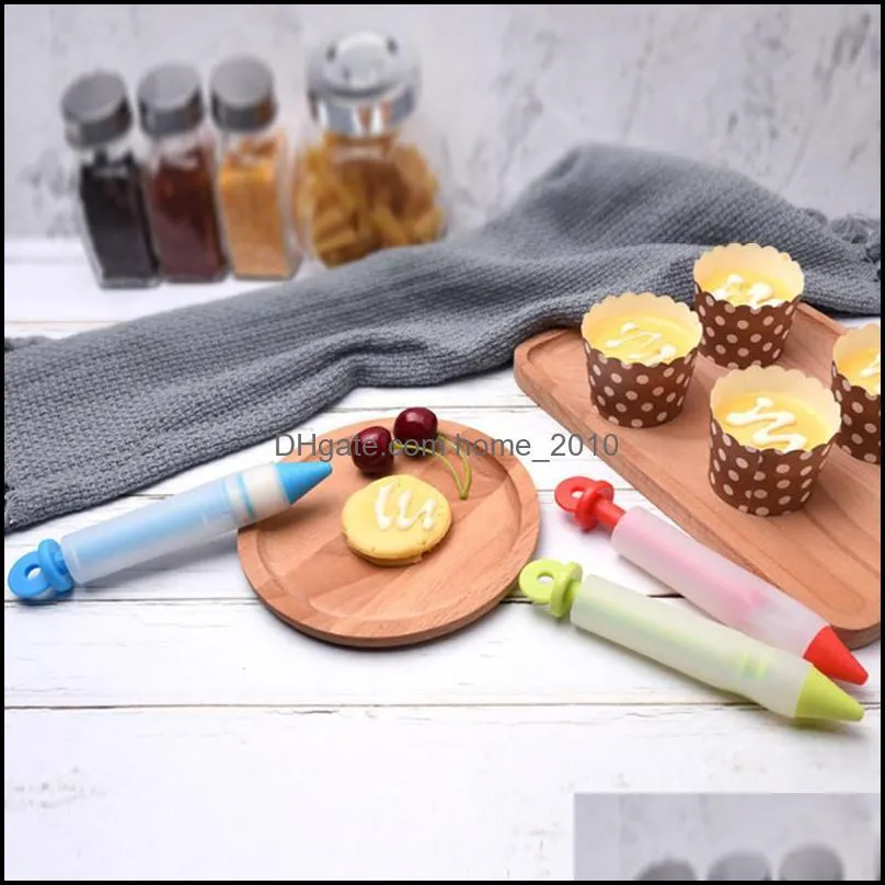 baking pastry tools diy cake icing piping kit 5pcs/set mold cream cup silicone nozzle dessert decorating pen jul08