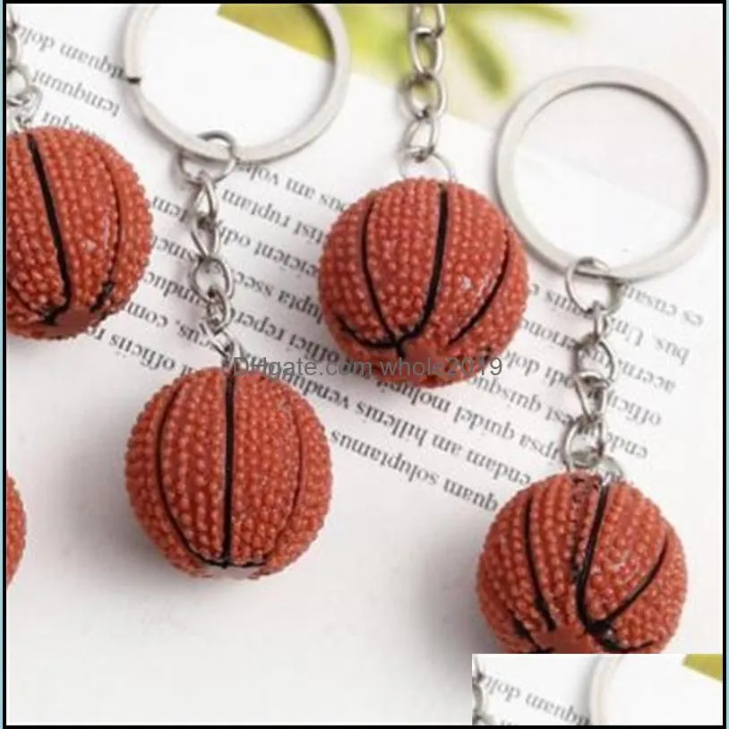 simulation resin basketball sport keychains cute sports key ring bag pendat for mens accessory gifts 1960 t2