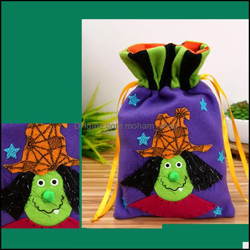 halloween nonwoven tote bag lightweight portable kids pumpkin candy storage bag holiday gift bunch mouth festival active bag dh0089