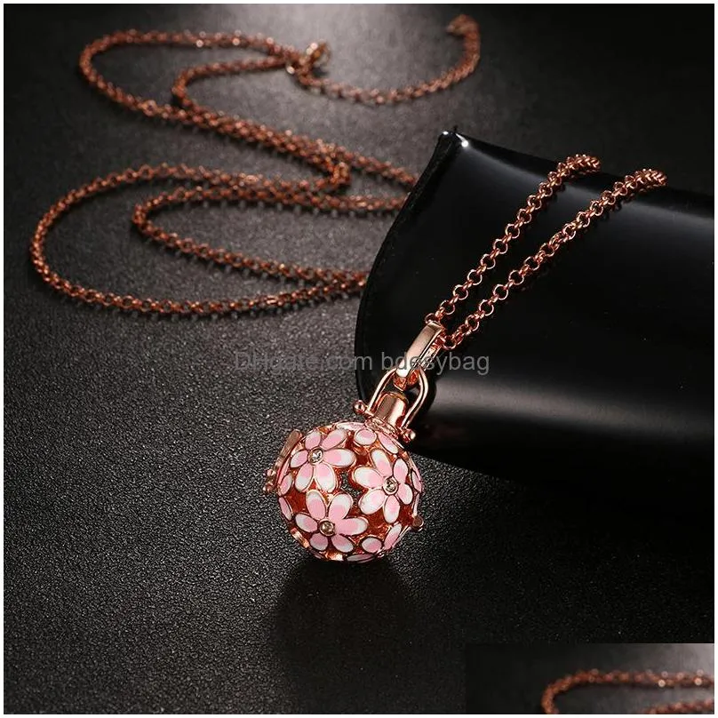 silver rose gold flower cage pendant necklace big ball locket pendant with chain for edison pearl or bead 912mm love wish women