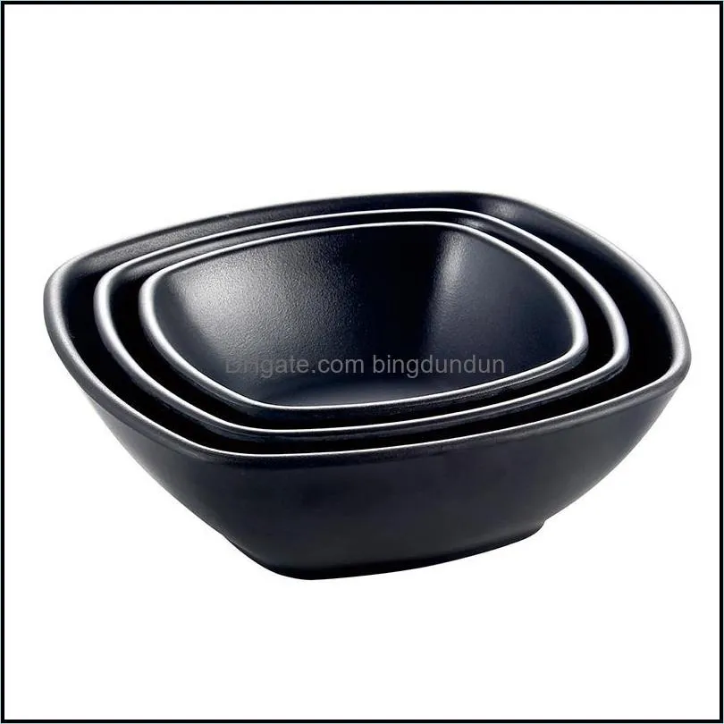 bowls black maceramic bowl rice porridge soup drop resistant durable easy to wash household melamine square sets