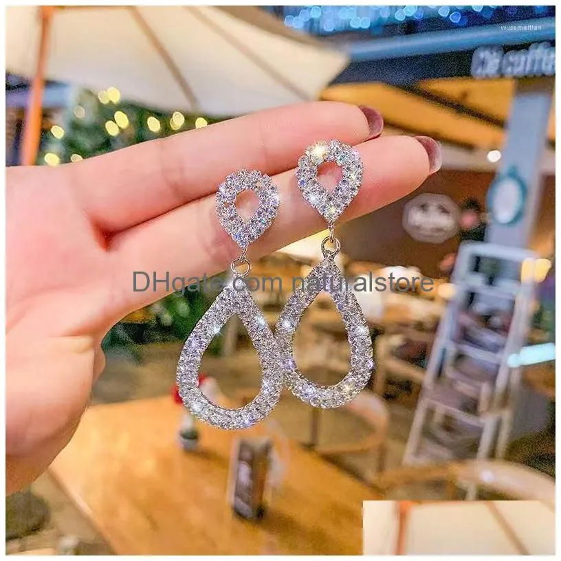 dangle earrings fashion shiny crystal circle womens exquisite elegant rhinestone girl party wedding jewelry gift