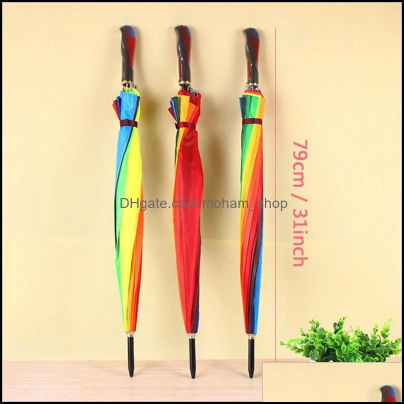 fashion colorful rainbow umbrella rain women brand 24k windproof long handle umbrellas strong frame waterproof vt0466