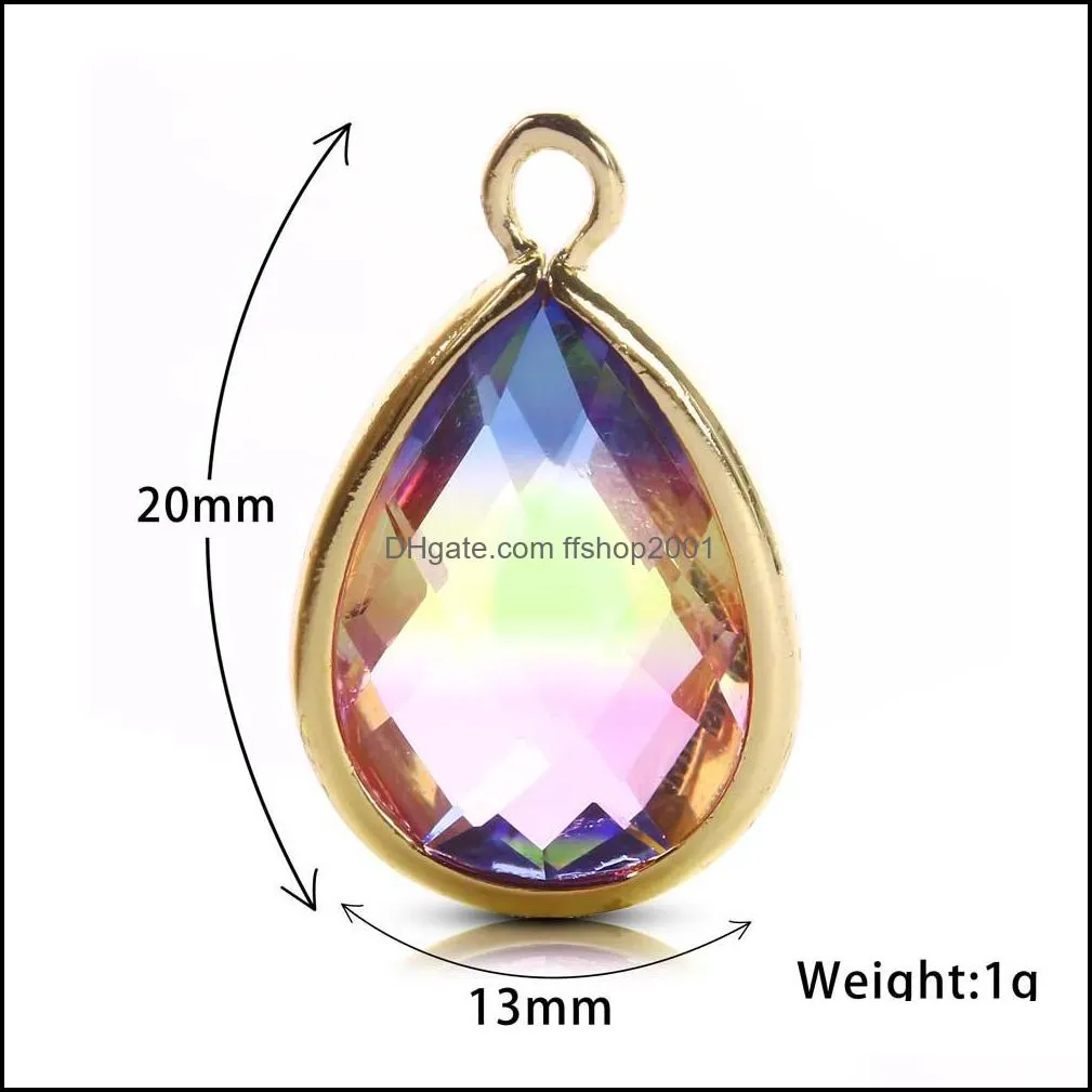 trendy crystal waterdrop charms for necklace bracelet jewelry making gradient candy colors handcraft beads charm diy accessories