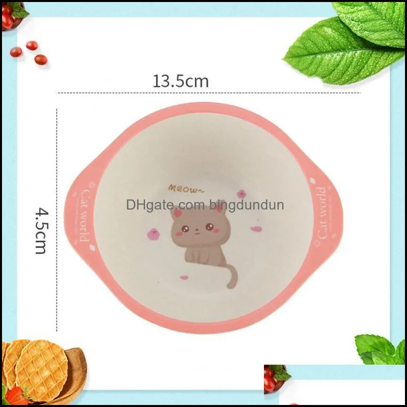 bowls bamboo bowl practical fiber childrens cartoon environmental protection baby cutlery solid feeding dishes